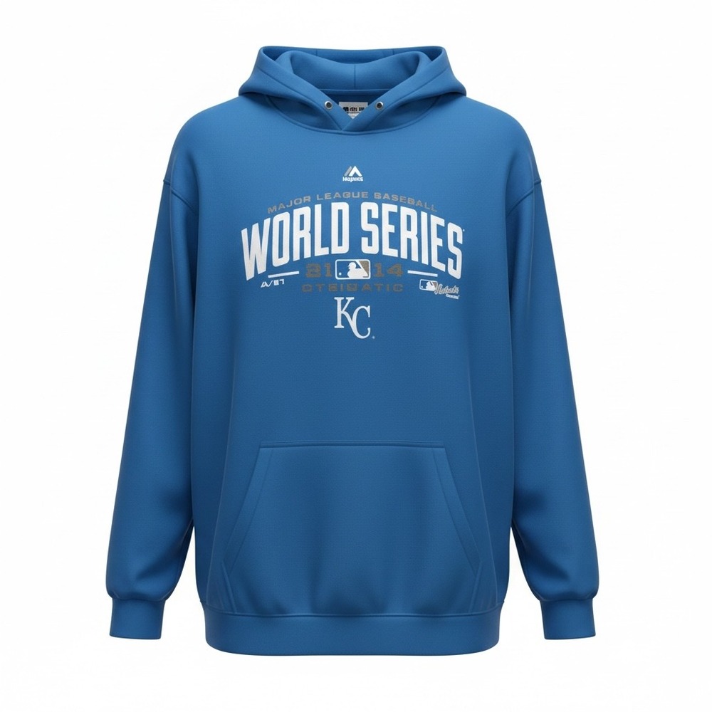 Majestic Kansas City Royals Hoodie Mens 2XL Blue 2014 World Series MLB